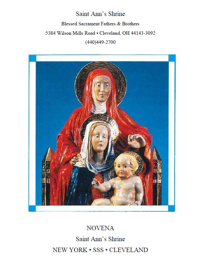 Saint Ann and Saint Joachim Novena Schedule July 1725, 2023 St